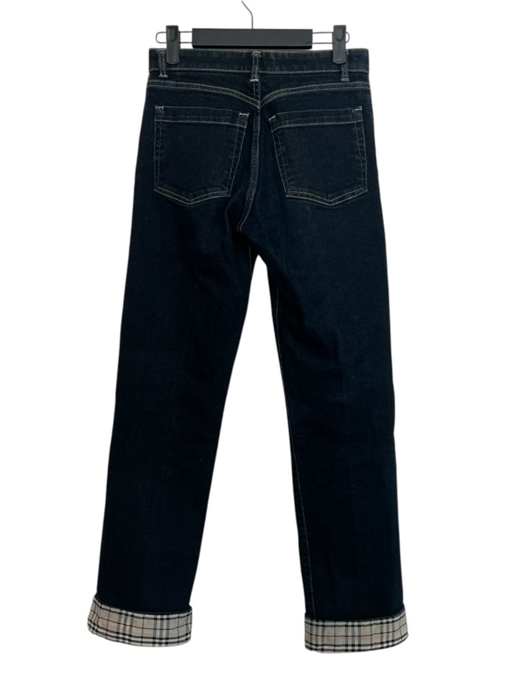 Burberry London Women’s Jeans UK 6 US 4 Dark Wash Straight Plaid Cuff Denim - Picture 6 of 11